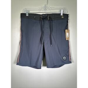 Dark Seas Division Bollard Boardshorts Mens 31 Dark Navy 18' Ebroidered Beach